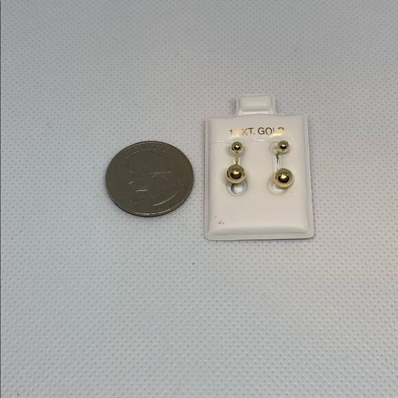 Double ball two hole earring 14k solid gold - Picture 11 of 12